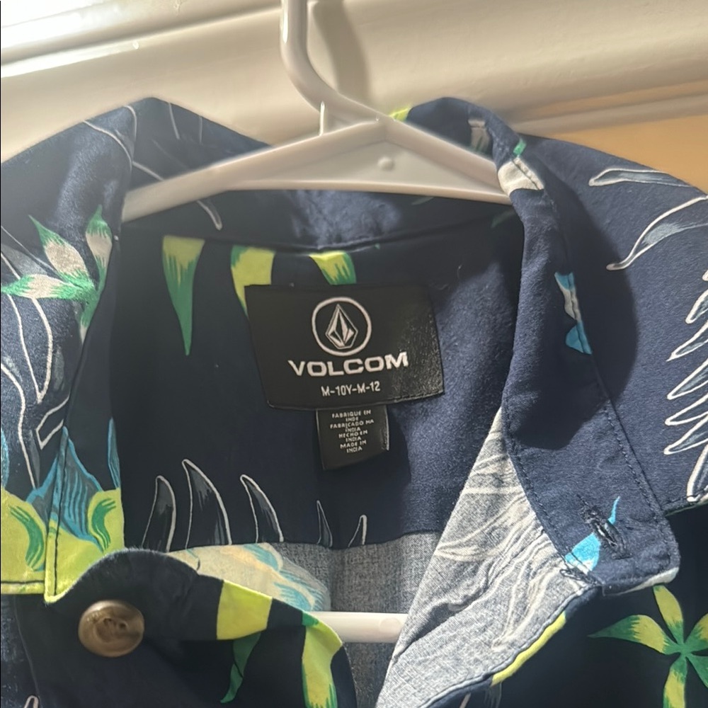 Volcom Dark Blue Tropical Shirt big boys